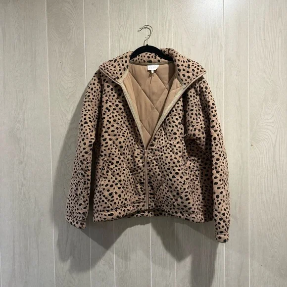 Entro Tan and Black Leopard Print Jacket- S - Picture 2 of 6